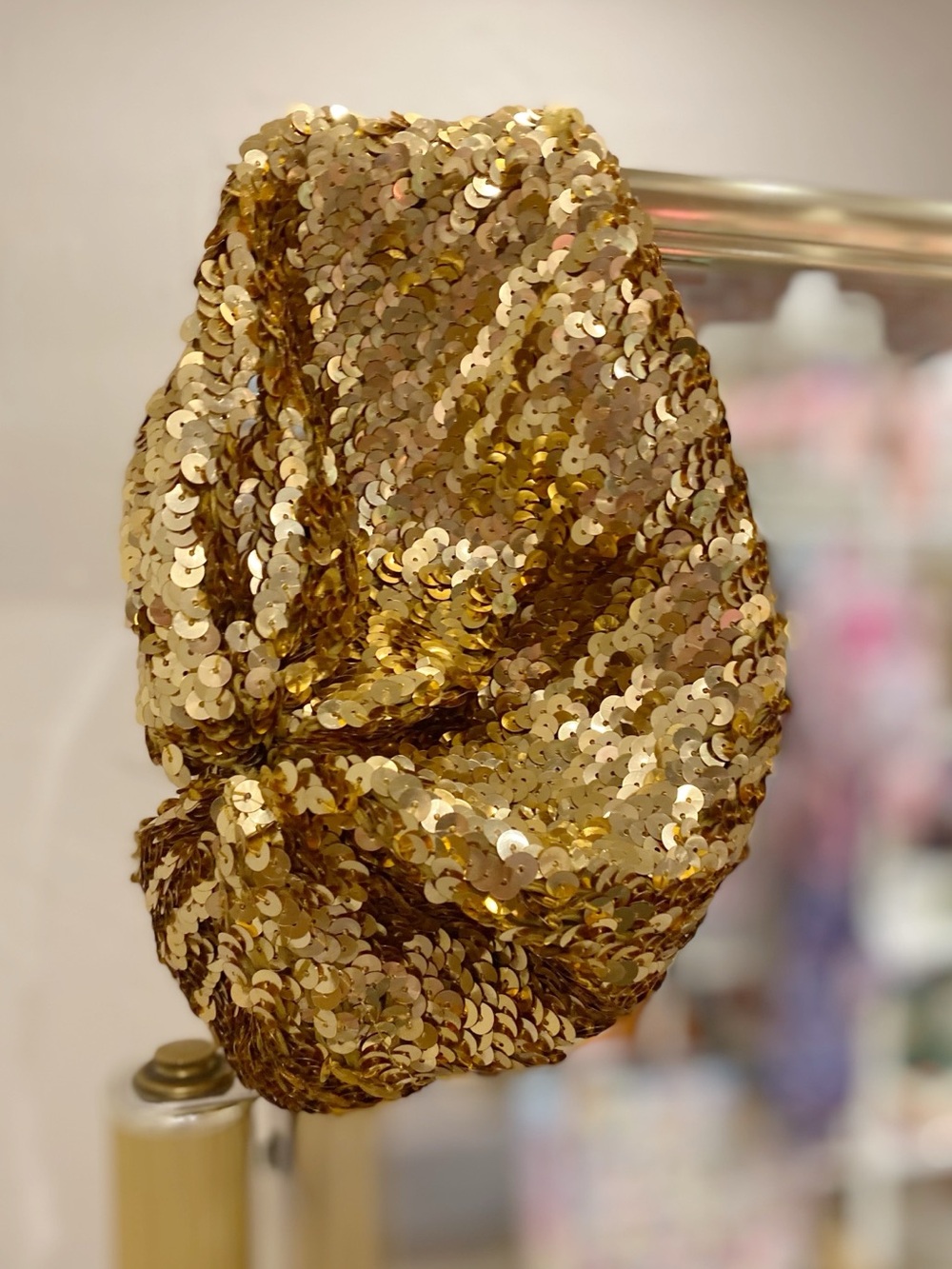 Gold Sequin Embellished Stretchy Y2K Style Sparkly Beret Hat